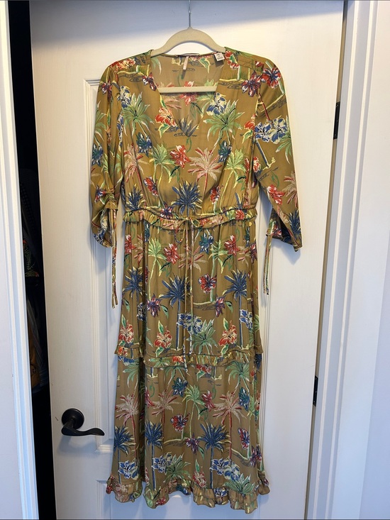 Scotch & Soda Dresses & Skirts - Scotch & Soda Dark Khaki Tropical-Print Dress